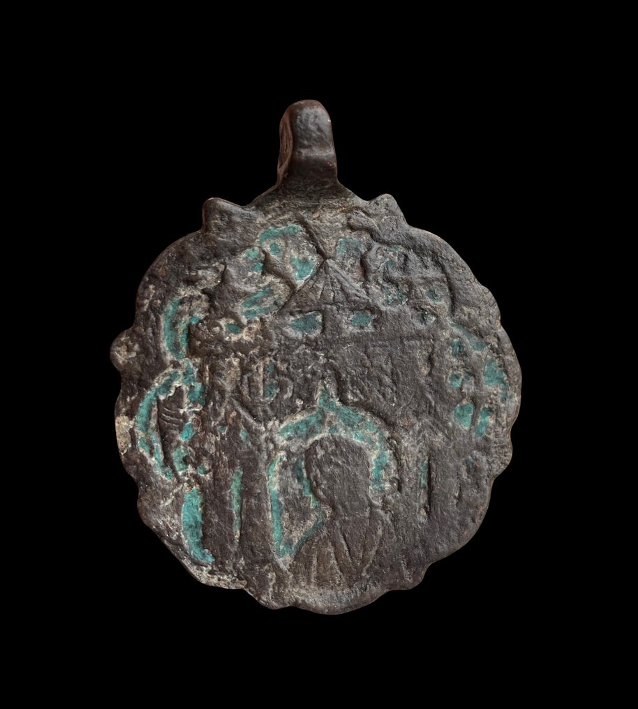 Medieval Bronze Pingente heráldico de arnês de cavalo do cavaleiro - 6.5 cm #1.1