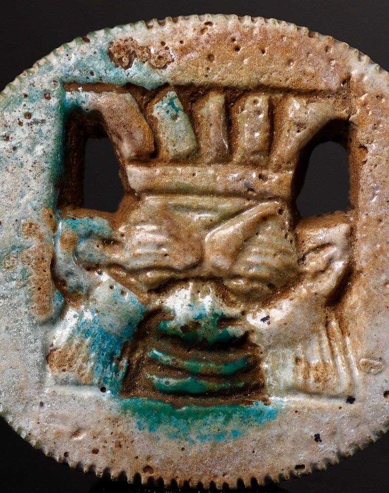 Égypte ancienne Faience Amulette Dieu Bes extrêmement rare - 4.2 cm #1.2