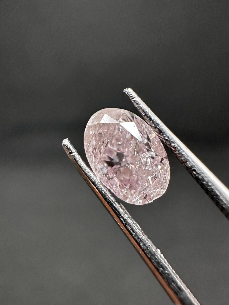 1 pcs Diamant - 1.03 ct - ovaler, gemischter Schnitt - Fancy Hell bräunlich rosa - I3 (Piqué) #1.1