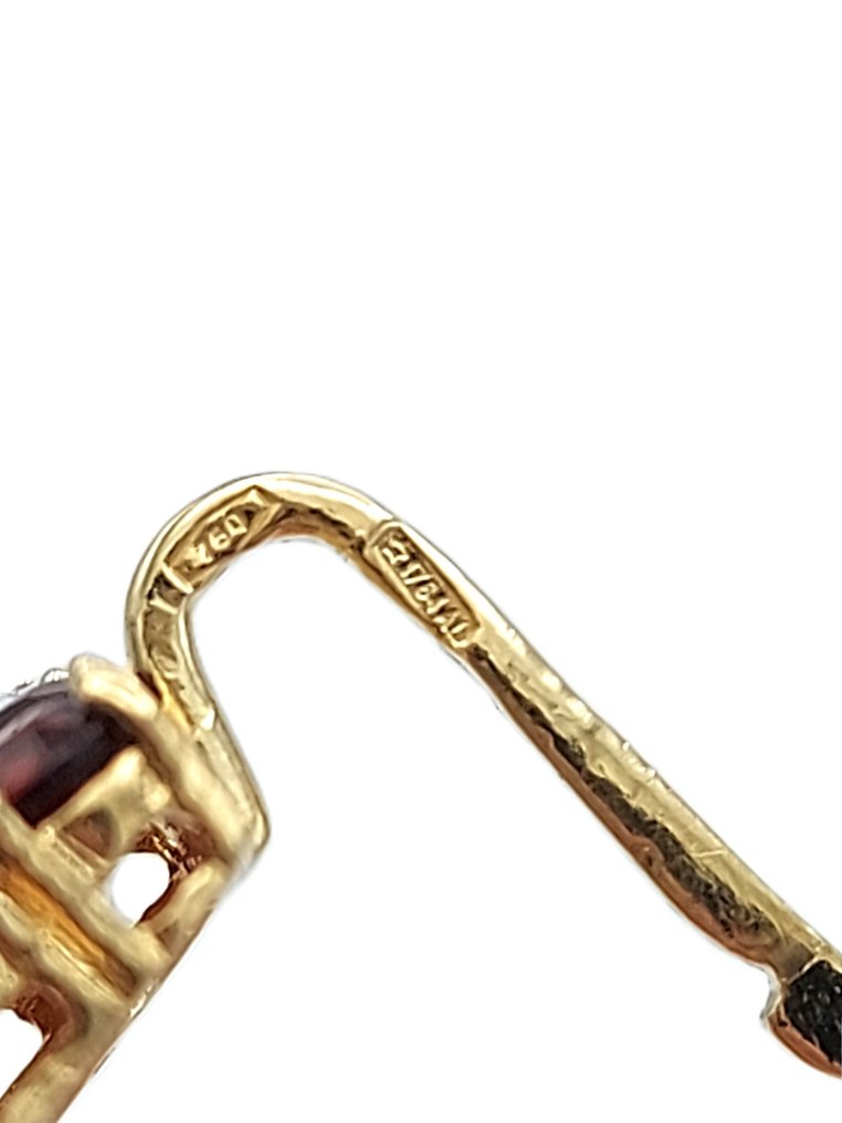 耳環 - 18 克拉 黃金 - 2.00ct. tw. 石榴石 #3.2