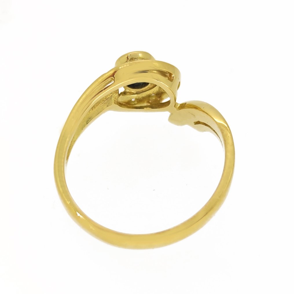 Ring - 18 karaat Geel goud -  0.11ct. tw. Diamant - Saffier #2.1