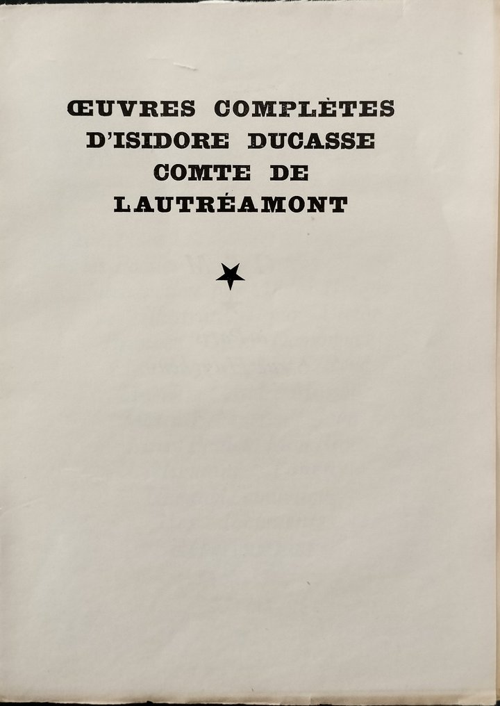 Comte de Lautréamont / Ernst, Miro, Man Ray, e.a. - Oeuvres Complètes - Lautréamont - 1938-1939 #2.1