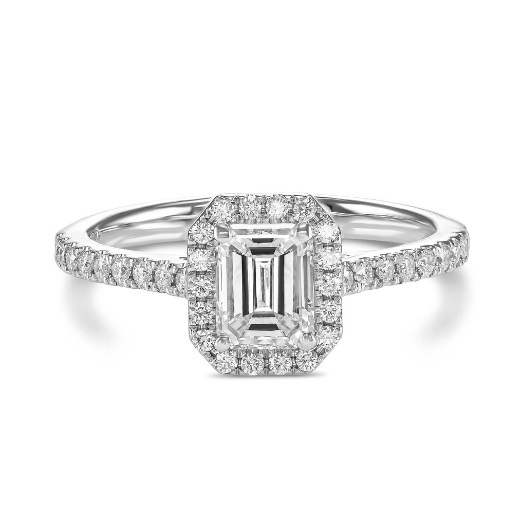 Engagement ring - 18 kt. White gold -  1.07ct. tw. Diamond  (Natural) #1.1