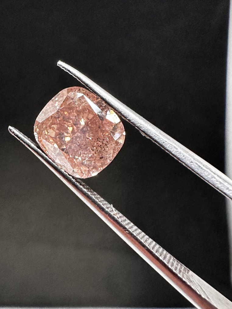 1 pcs Diamant  (Colorat natural)  - 2.39 ct - Fancy portocaliu, rozaliu Maro - I2 - ALGT (Laboratorul pentru testarea pietrelor prețioase din Anvers) #1.2