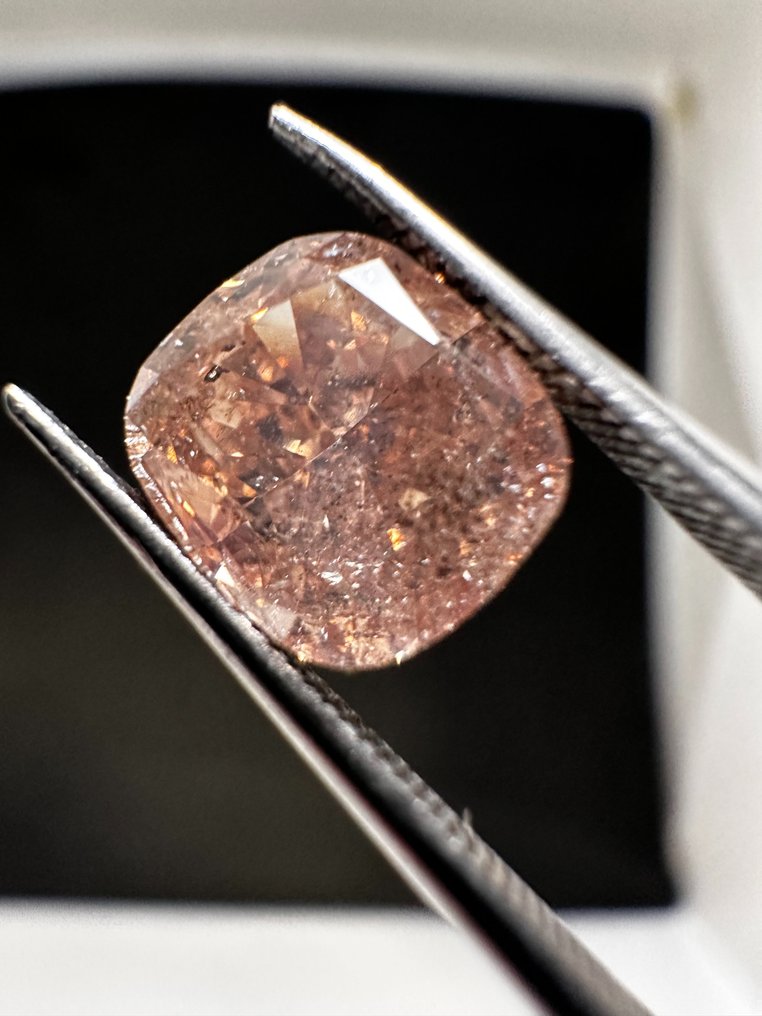 1 pcs Diamant  (Colorat natural)  - 2.39 ct - Fancy portocaliu, rozaliu Maro - I2 - ALGT (Laboratorul pentru testarea pietrelor prețioase din Anvers) #1.1