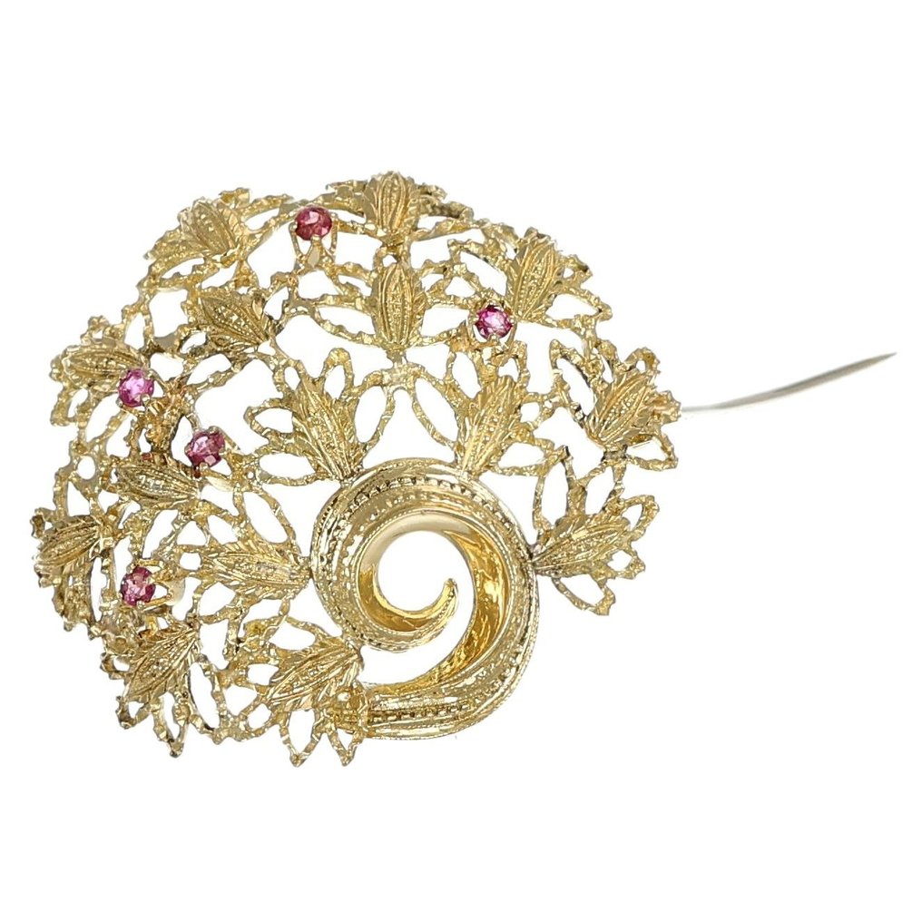 Brooch - 18 kt. Yellow gold -  0.35 tw. Ruby  #2.1