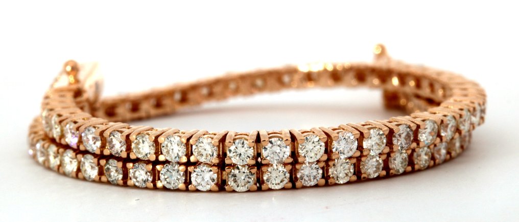 Tennis bracelet - 14 kt. Yellow gold -  5.01ct. tw. Diamond  (Natural) #1.1
