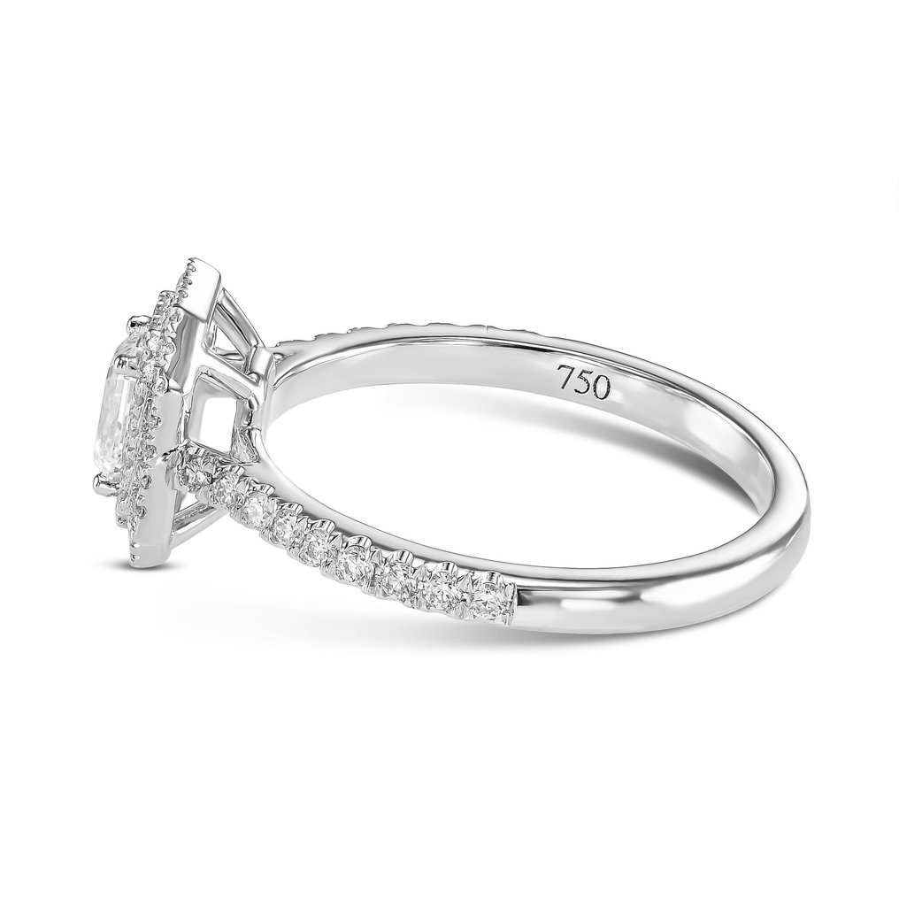 Engagement ring - 18 kt. White gold -  0.86ct. tw. Diamond  (Natural) #1.2