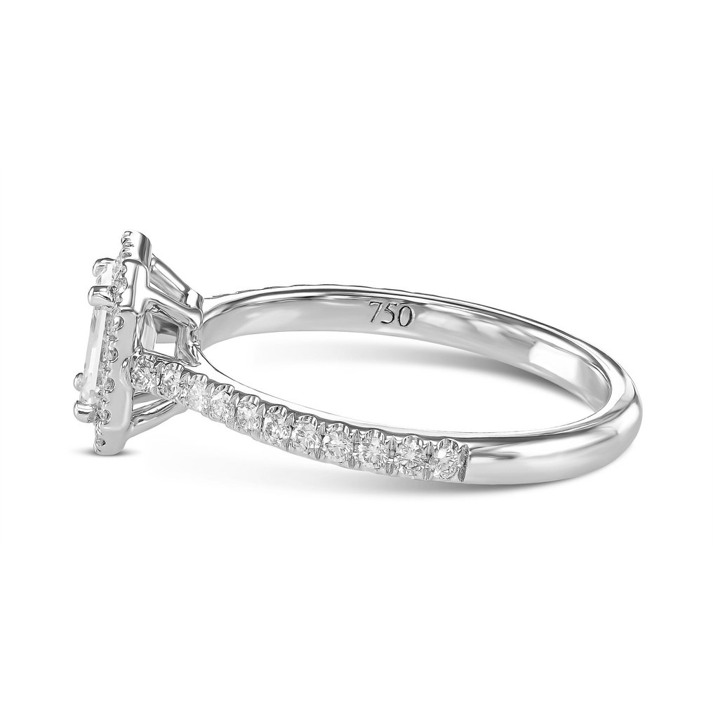 Engagement ring - 18 kt. White gold -  0.92ct. tw. Diamond  (Natural) #1.2