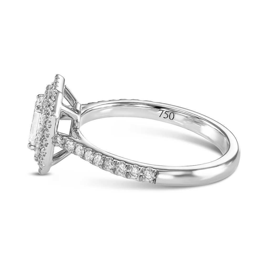 Anello di fidanzamento - 18 carati Oro bianco -  0.89ct. tw. Diamante  (Naturale) - Diamante #1.2