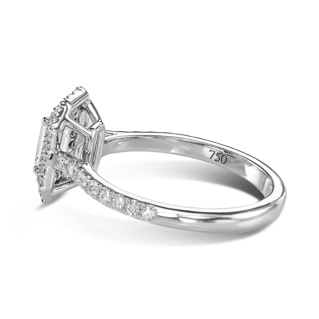 訂婚戒指 - 18 克拉 白金 -  0.85ct. tw. 鉆石  (天然) #2.1