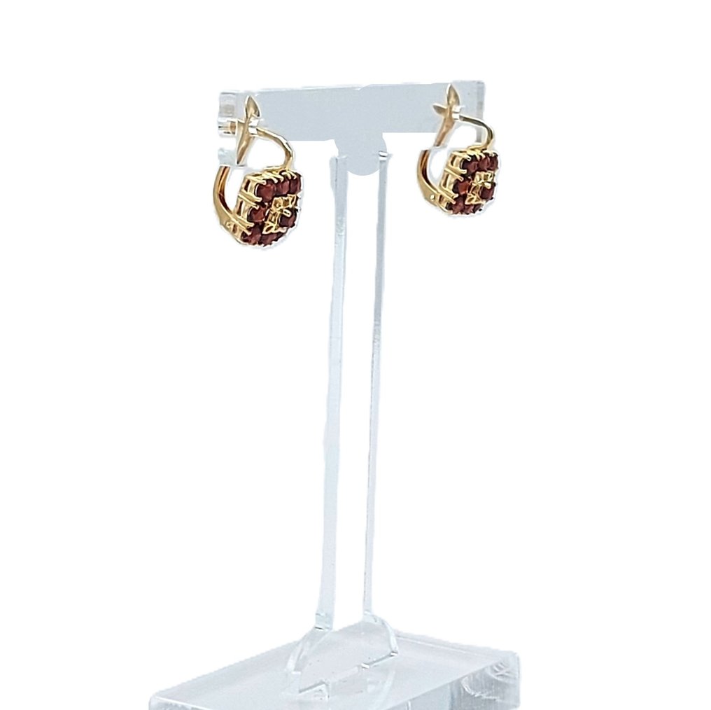 耳環 - 18 克拉 黃金 - 2.00ct. tw. 石榴石 #1.0