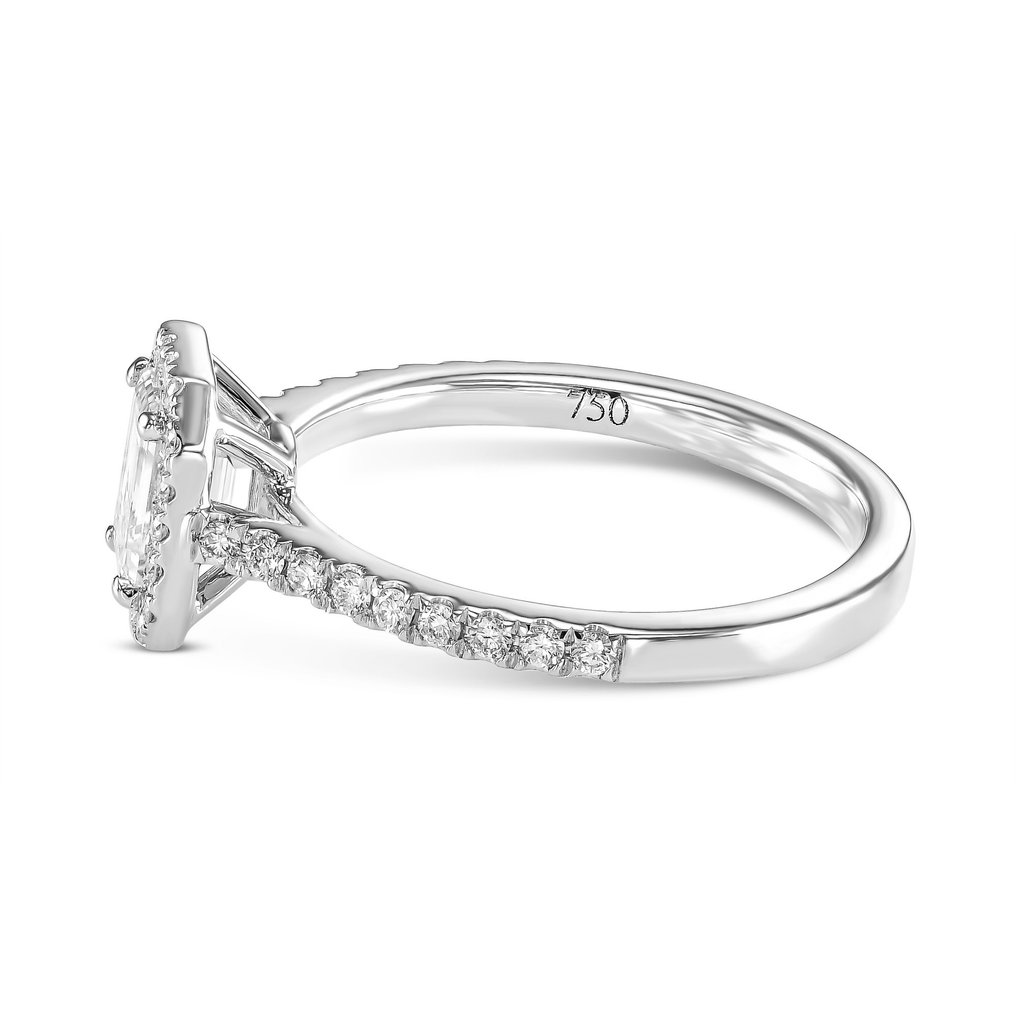 Engagement ring - 18 kt. White gold -  1.07ct. tw. Diamond  (Natural) #1.2