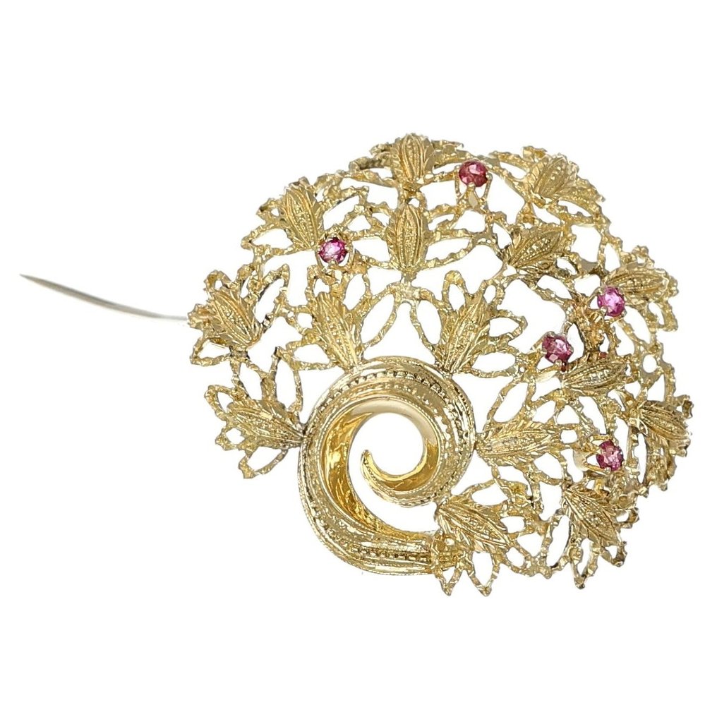 Brooch - 18 kt. Yellow gold -  0.35 tw. Ruby  #1.2
