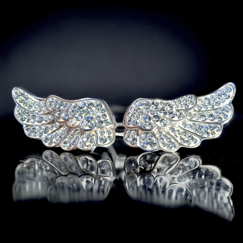 Anello in argento con ali d'angelo con Swarovski  - 西洋鏡 #1.2