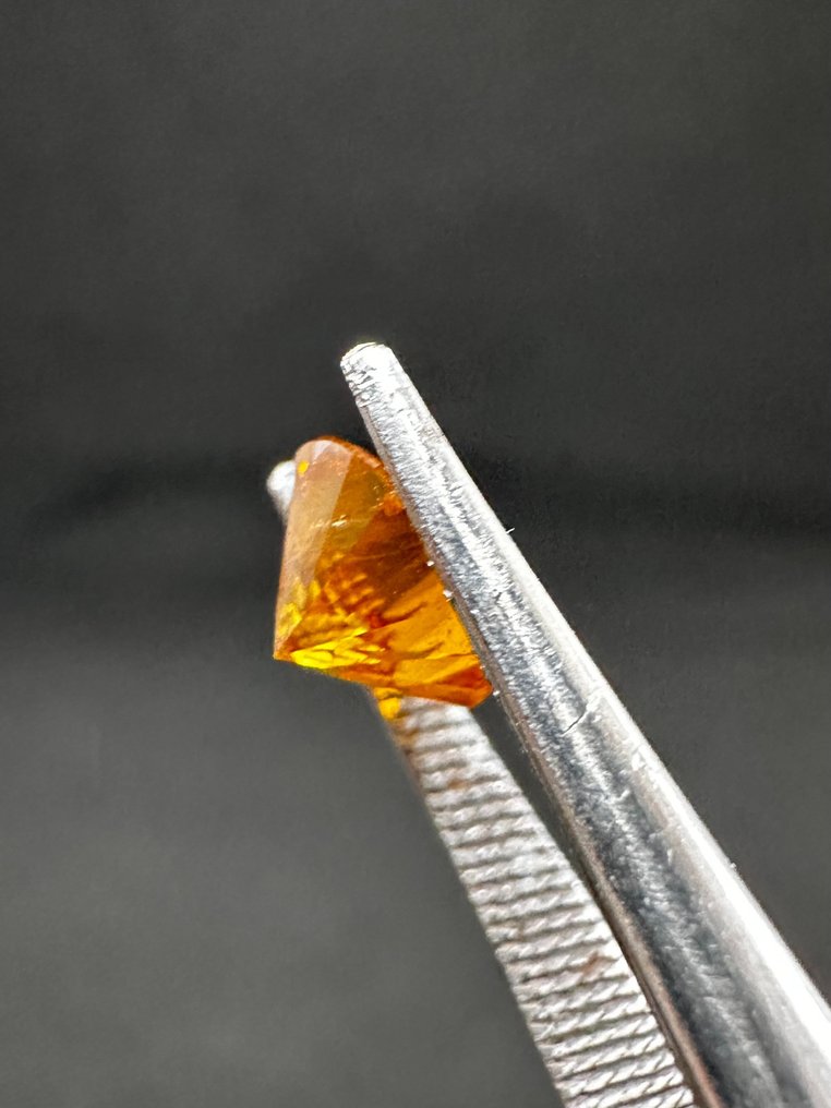 1 pcs Diamond  (Natural coloured)  - 0.96 ct - Round - Fancy deep Orangy Yellow - I1 - Antwerp Laboratory for Gemstone Testing (ALGT) #2.1