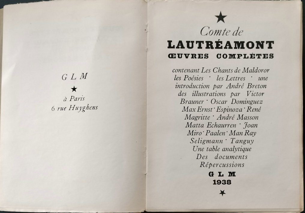 Comte de Lautréamont / Ernst, Miro, Man Ray, e.a. - Oeuvres Complètes - Lautréamont - 1938-1939 #4.3