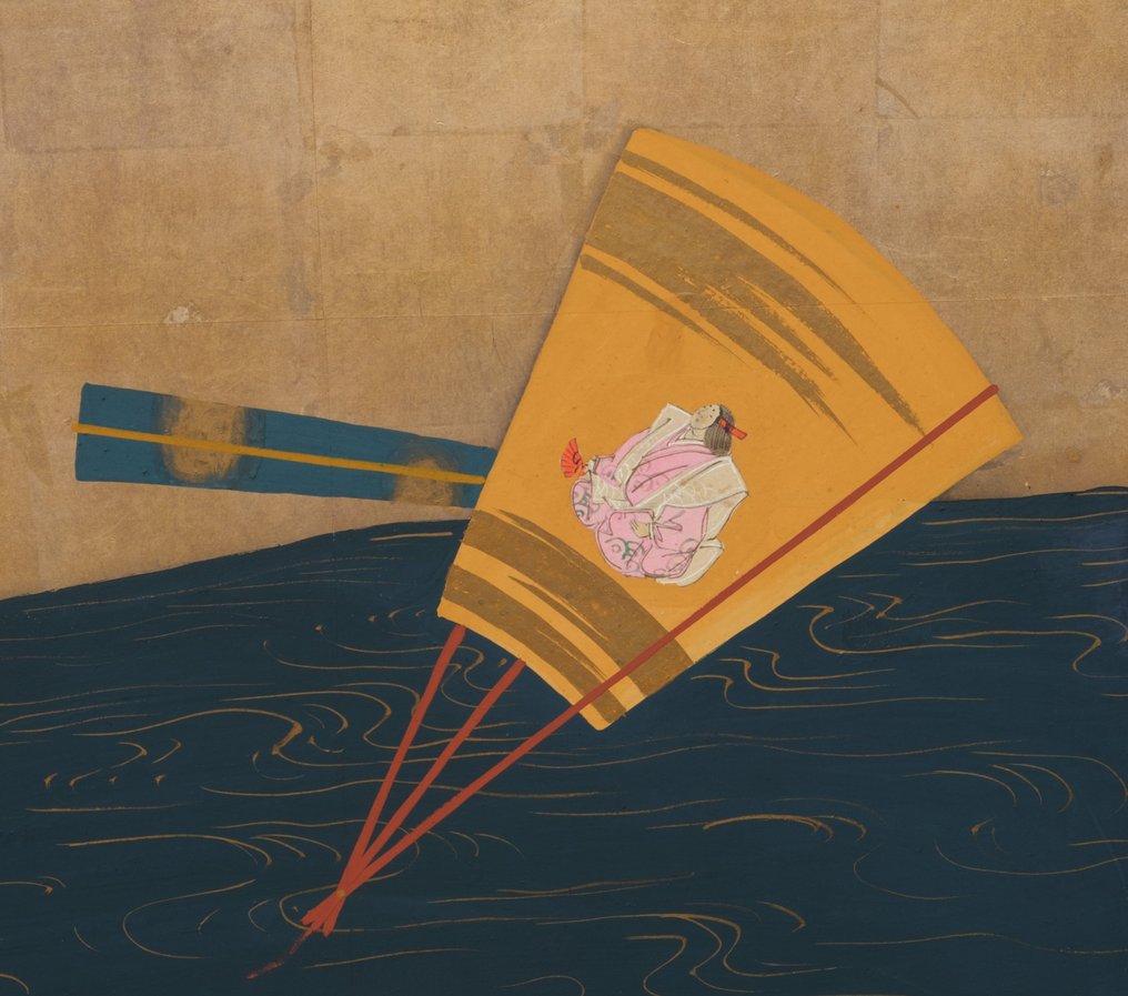 Byôbu (schermo pieghevole) - Foglia d'argento dorata, legno laccato, metallo dorato - Giappone - Periodo finale dell'Edo (prima metà del XIX secolo) #4.3