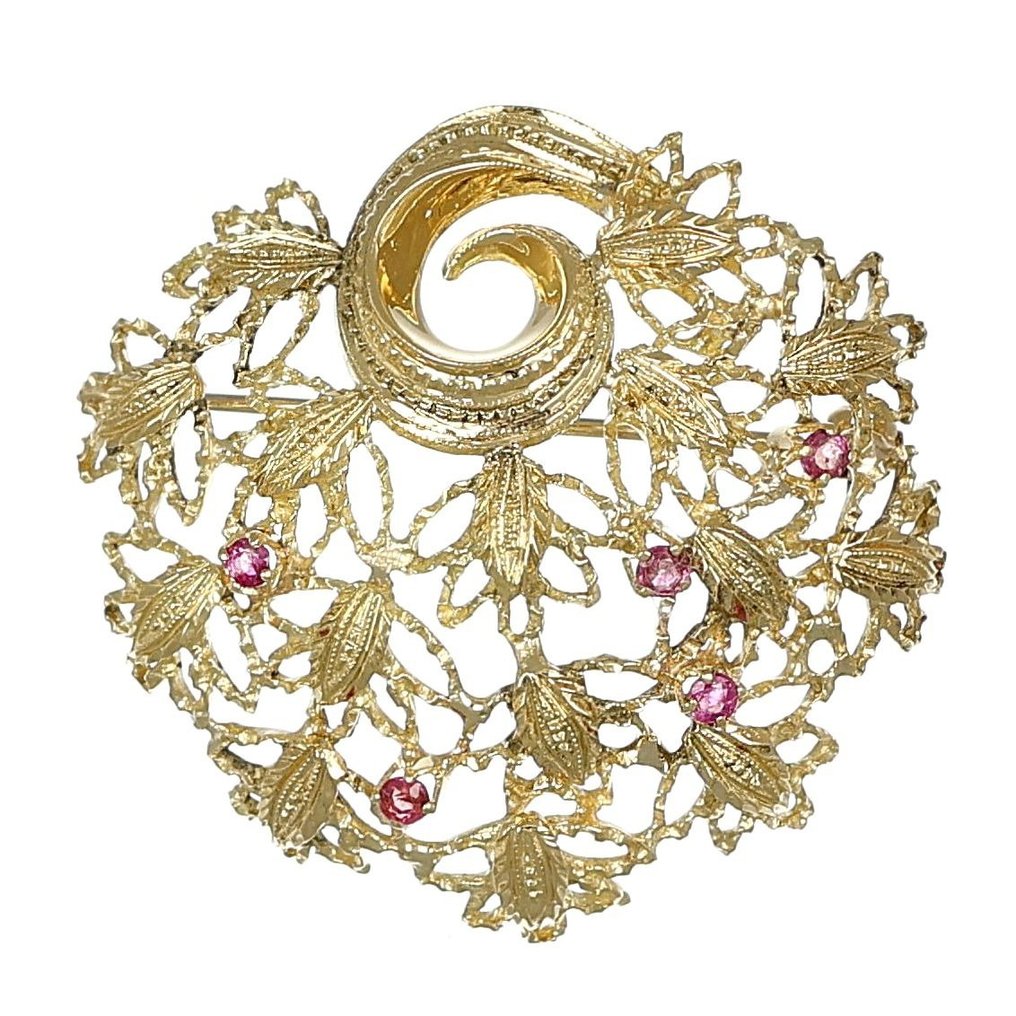 Brooch - 18 kt. Yellow gold -  0.35 tw. Ruby  #1.1