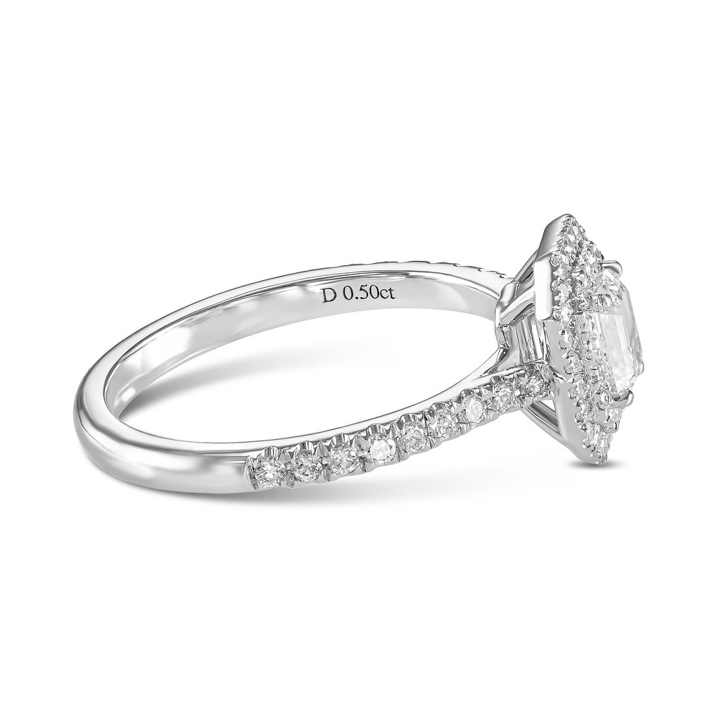 Engagement ring - 18 kt. White gold -  0.86ct. tw. Diamond  (Natural) #2.1