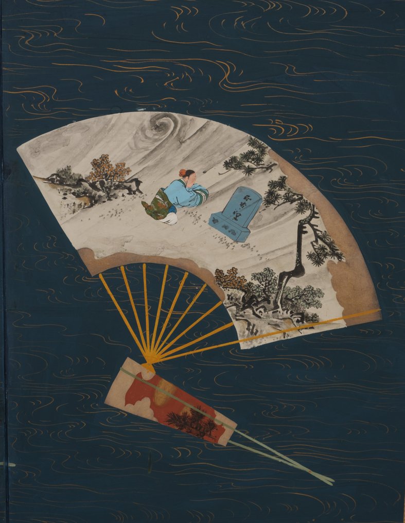 Byôbu (schermo pieghevole) - Foglia d'argento dorata, legno laccato, metallo dorato - Giappone - Periodo finale dell'Edo (prima metà del XIX secolo) #2.1