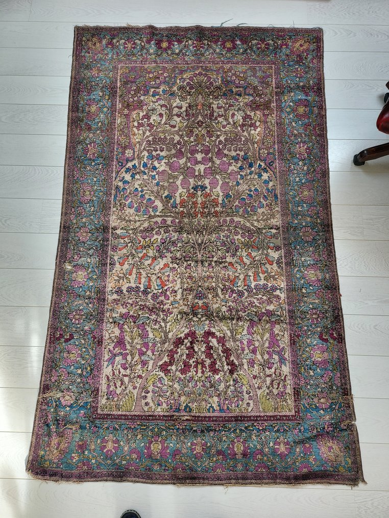 古董波斯絲綢手工卡尚地毯，約 1880 年 - 小地毯 - 200 cm - 120 cm #1.1