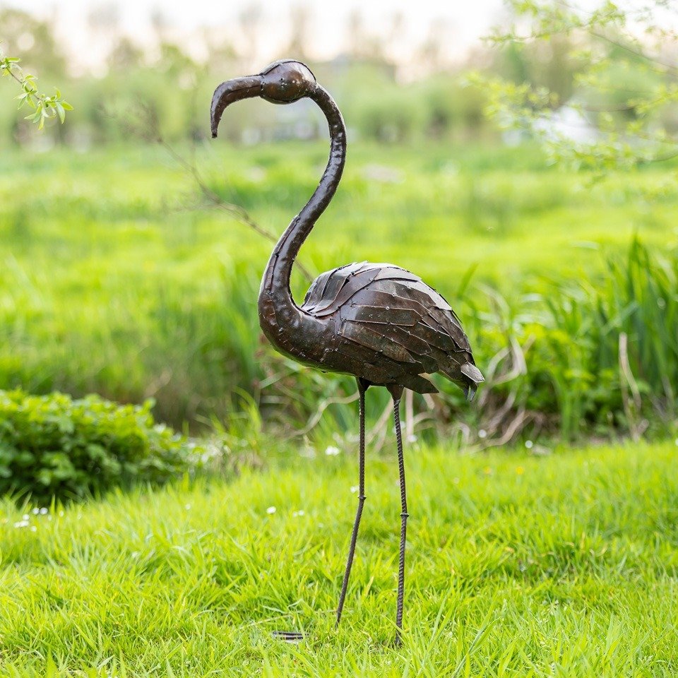 小雕像 - Grote Flamingo - 再生金屬 #1.1
