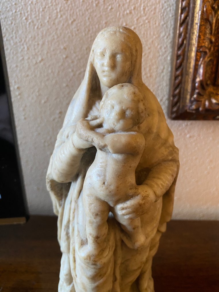 Escultura, Madonna con bambino - 20 cm - Mármore #2.1