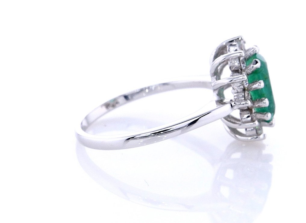 Ring - 14 karat Hvidguld Smaragd - Diamant #3.2