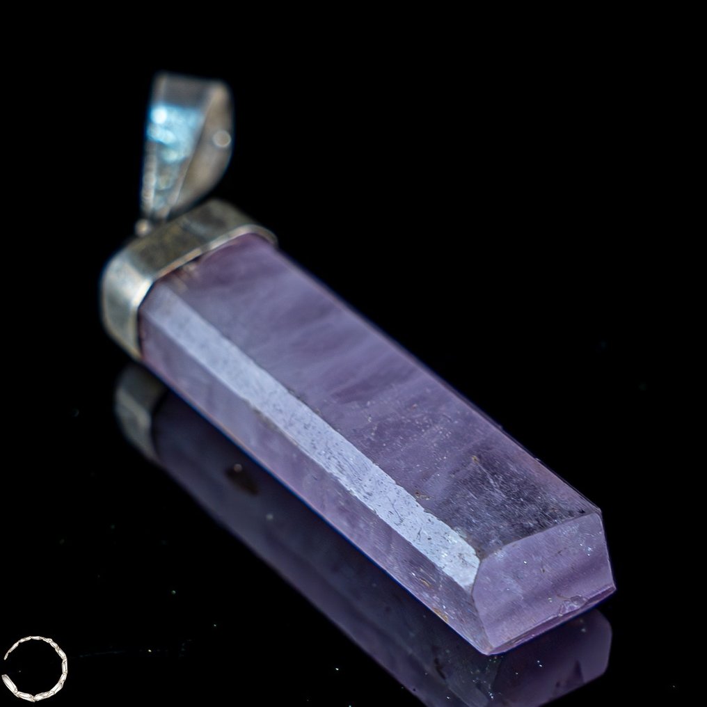 天然透明紫锂辉石水晶 吊坠，27.7 克拉 - 925 银- 5.54 g #1.1