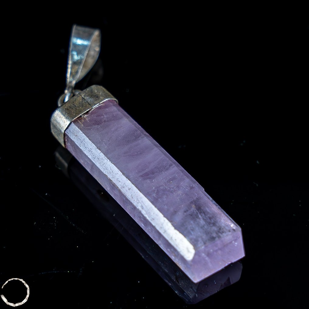 天然透明紫锂辉石水晶 吊坠，27.7 克拉 - 925 银- 5.54 g #1.2