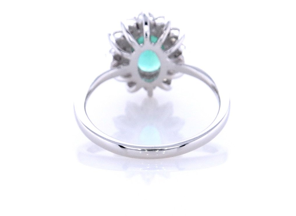 Gyűrű - 14 kt. Fehér arany Smaragd - Gyémánt #3.1
