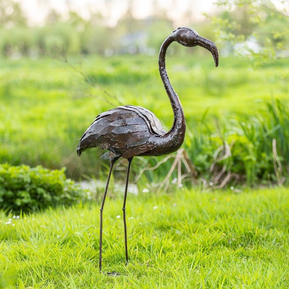 小雕像 - Grote Flamingo - 再生金屬 #2.1