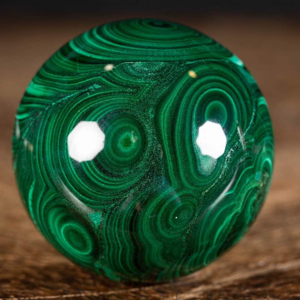 Malaquita de primera elección Extraordinaria esfera de malaquita - Altura: 60 mm - Ancho: 60 mm- 481 g #1.2