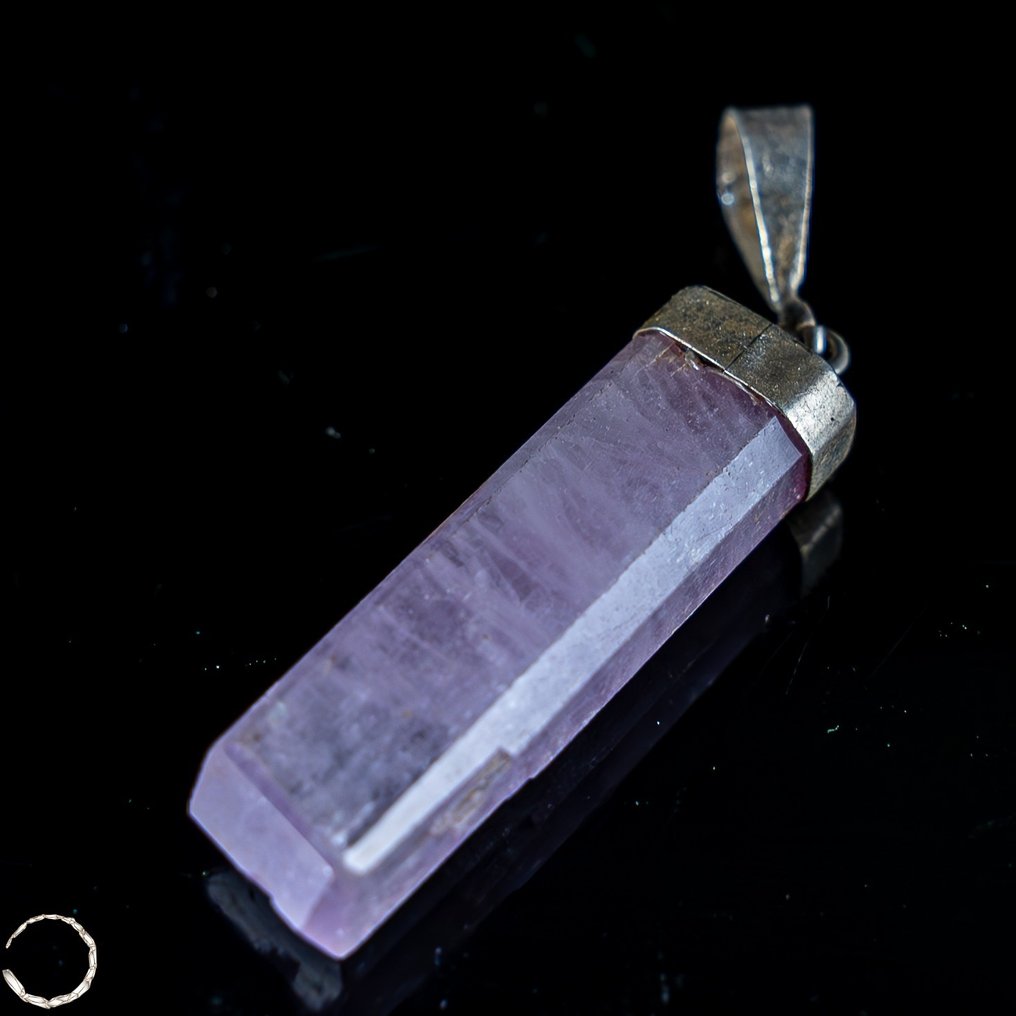 天然透明紫锂辉石水晶 吊坠，27.7 克拉 - 925 银- 5.54 g #2.1