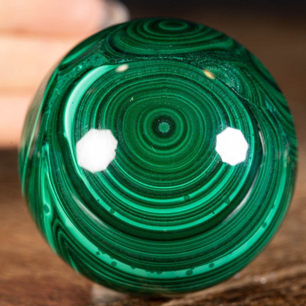 Malaquita de primera elección Extraordinaria esfera de malaquita - Altura: 60 mm - Ancho: 60 mm- 481 g #1.1