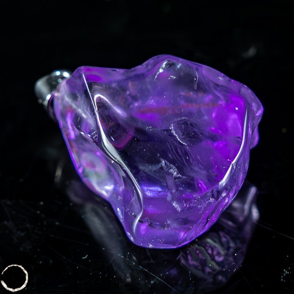 惊人的深紫色紫水晶 吊坠 - 925 银 - 27.15 克拉- 5.43 g #1.2