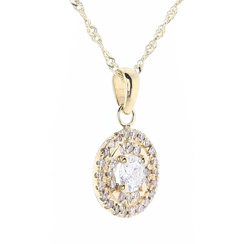 Collier avec pendentif - 14 carats Or jaune -  0.64 tw. Diamant  (Naturelle) - Diamant #2.1
