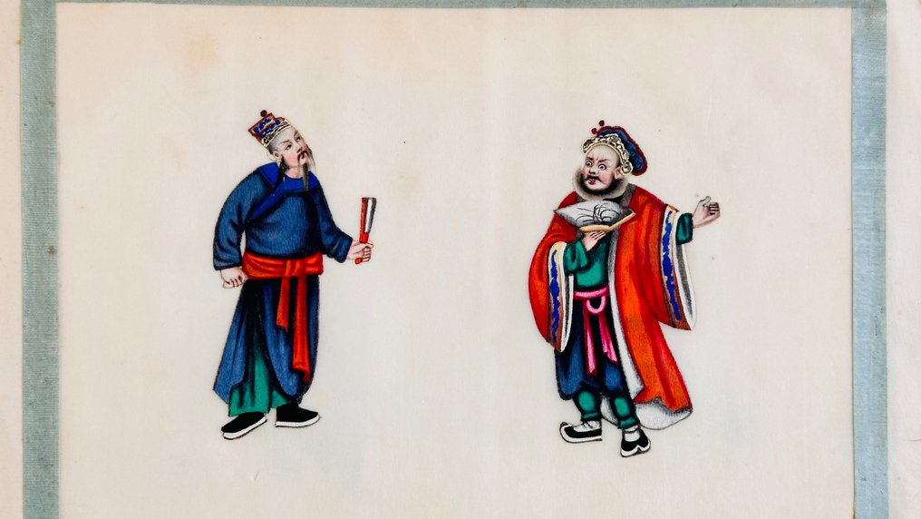 Canton - Album med 12 malere på rispapir - Kina - Qing-dynastiet (1644-1911) #1.1