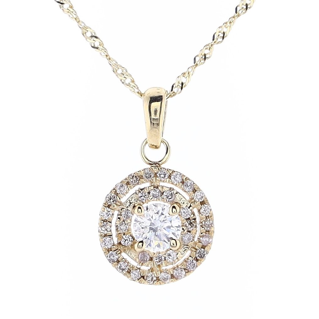 Halskette mit Anhänger - 14 kt Gelbgold -  0.64 tw. Diamant  (Natürlich) - Diamant #1.1