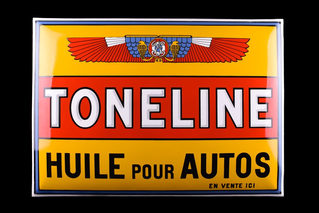 Sign - XXL Toneline "Huile pour autos"; RARE; 700mm; emaille; collectable; craftmanship #1.1