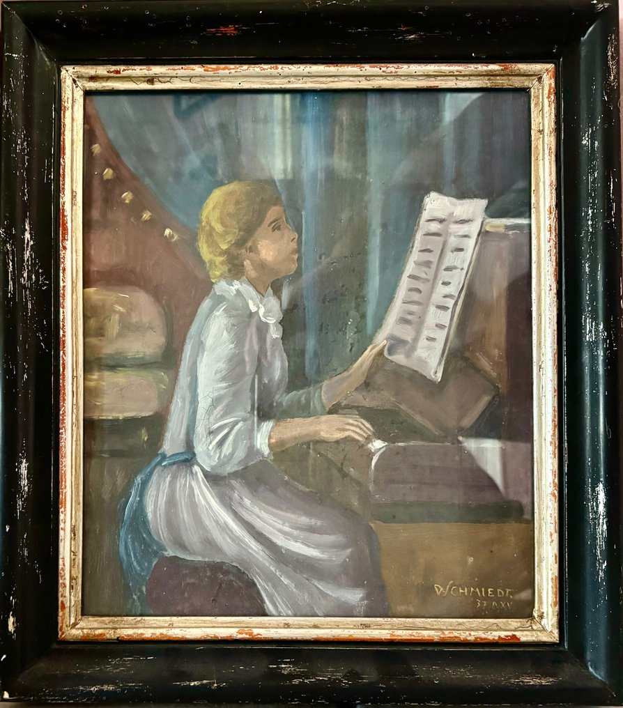 Daniele Schmiedt (1888 – 1954) - Ritratto di fanciulla al piano #2.1