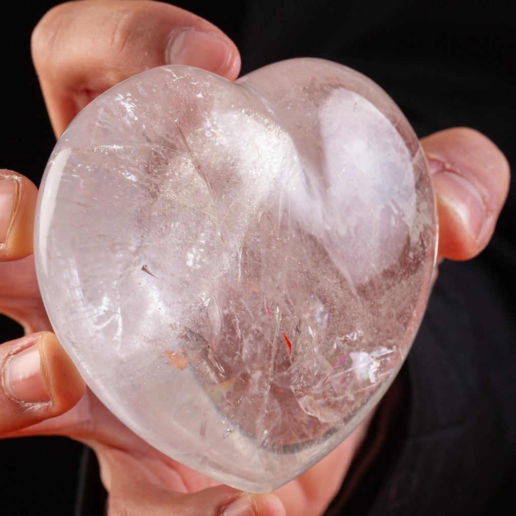 Extra Clear Natural Quartz - Inspirerande hjärta - Höjd: 95 mm - Bredd: 85 mm- 431 g - (1) #1.2