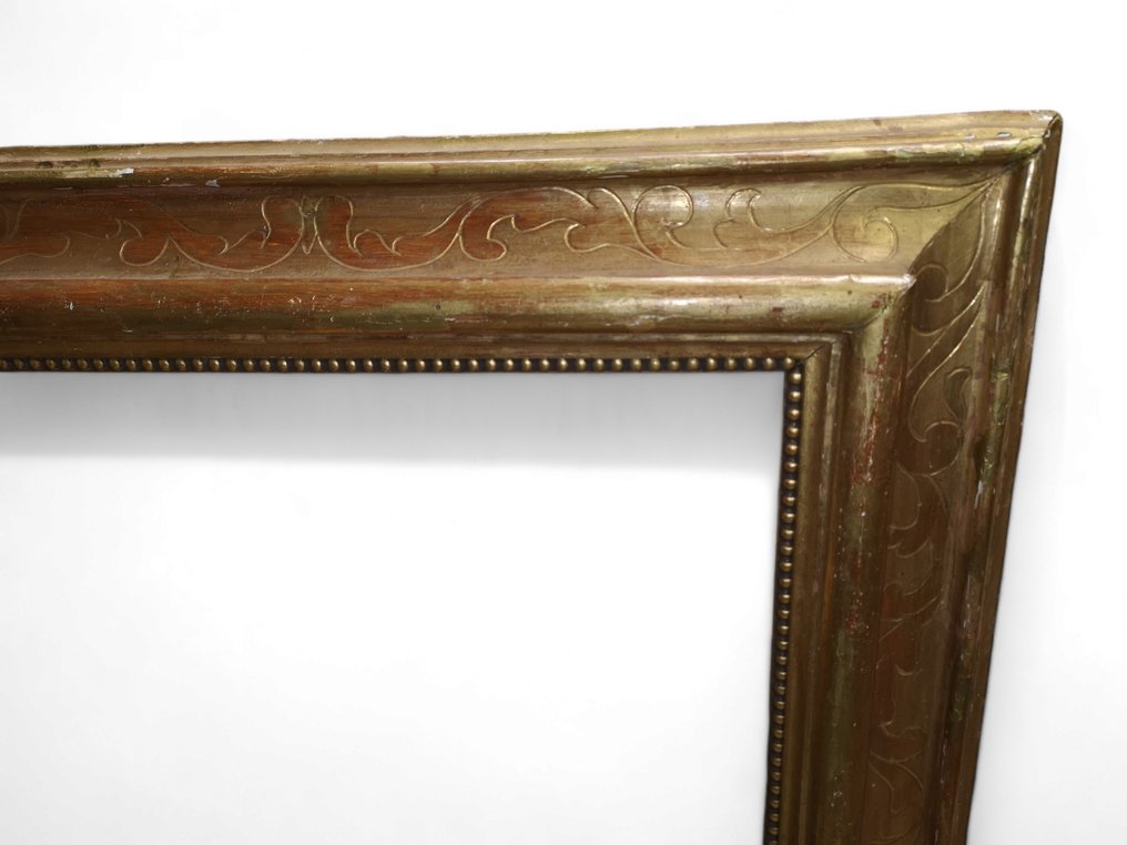 Frame- Florentine pyrographed  - Wood, Pure gold #3.2