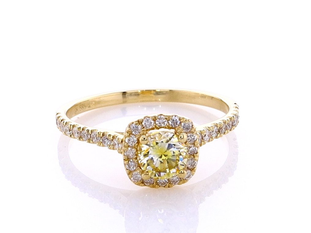 Bague - 14 carats Or jaune -  0.90ct. tw. Diamant  (Naturelle) - Diamant #3.2