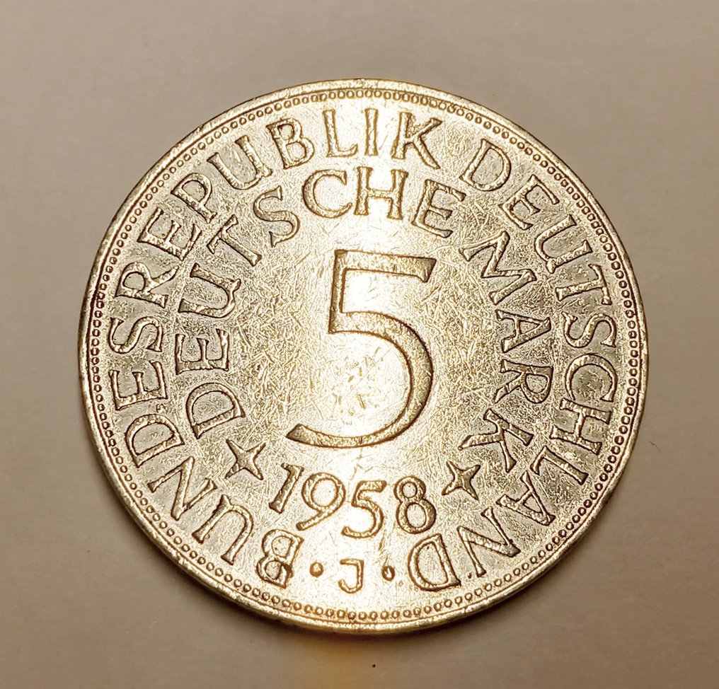 Saksa, Liittotasavalta. 5 Mark 1958 J #2.1