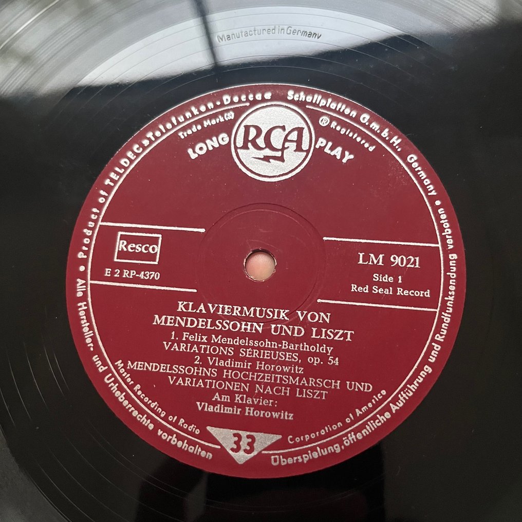 Vladimir Horowitz - Piano Misic of Mendelssohn and Liszt (Warhol cover, 1st German pressing) - Vinylschallplatte - Erstpressung - 1954 #2.1