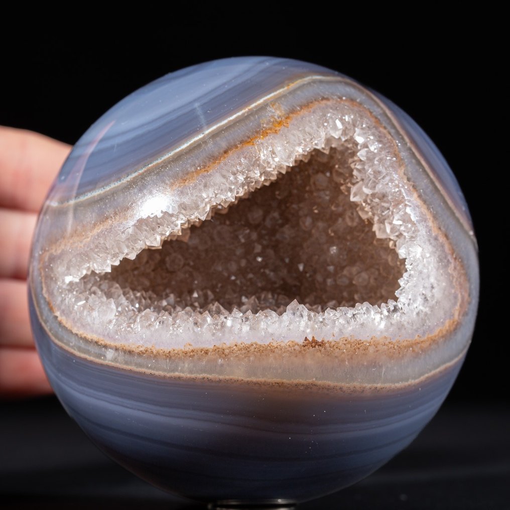 Eksklusiv - Naturlig Agat med Ametyst - Geode Sphere Topp Høykvalitets agatkule med kvartsgeode - Høyde: 100 mm - Bredde: 100 mm- 1200 g #1.1