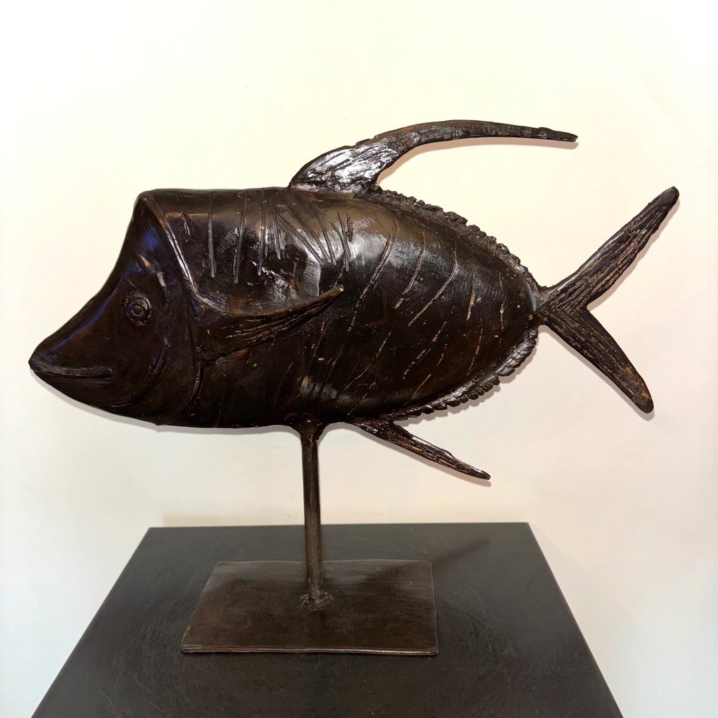 Abdoulaye Derme - Skulptur, Poisson - 29 cm - Bronse #1.2