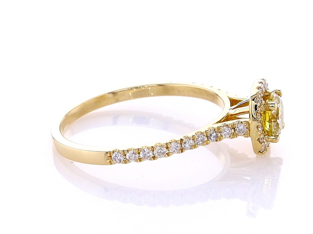 Ring - 14 kt Gult guld -  0.90ct. tw. Diamant  (Natural) - Diamant #2.2